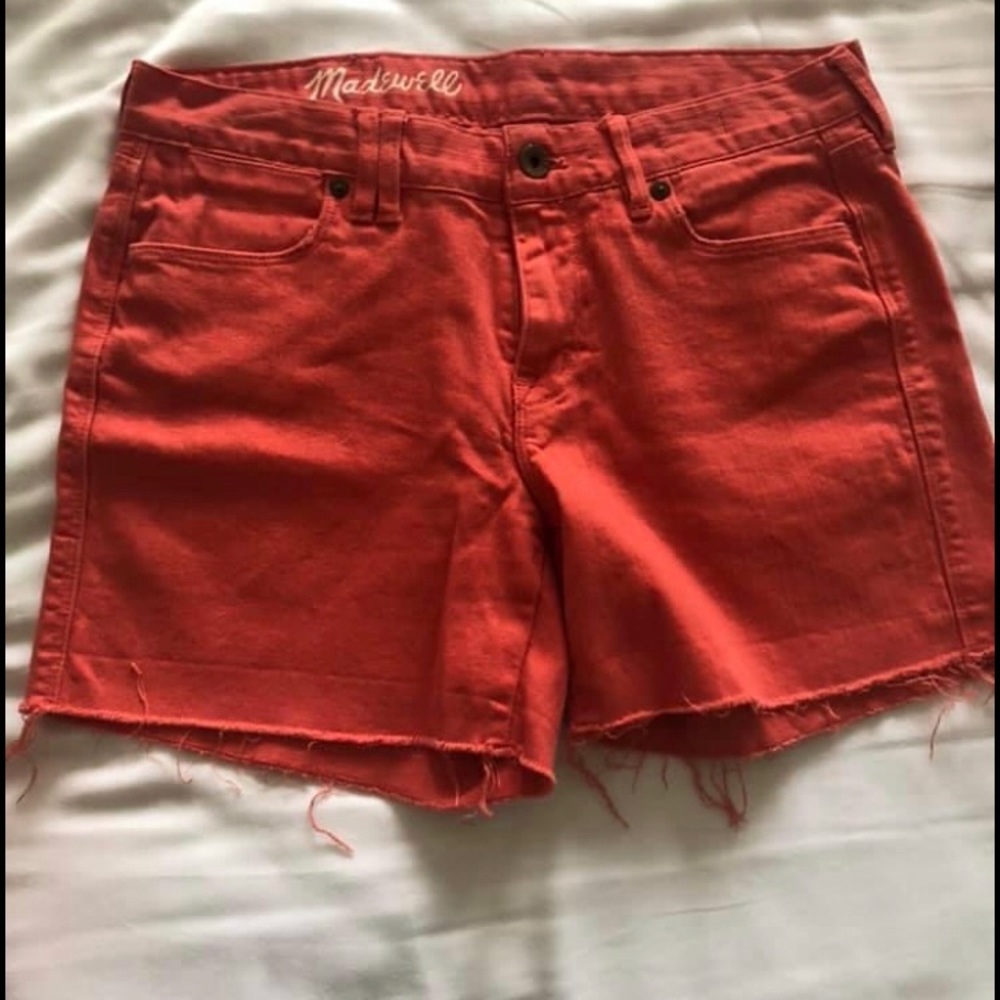 Madewell Coral Denim Shorts Size 27